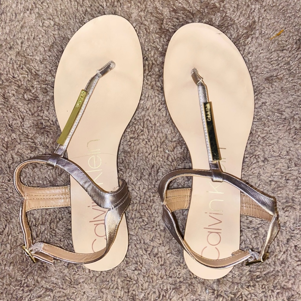 Used Calvin Klein gold bronze sandals